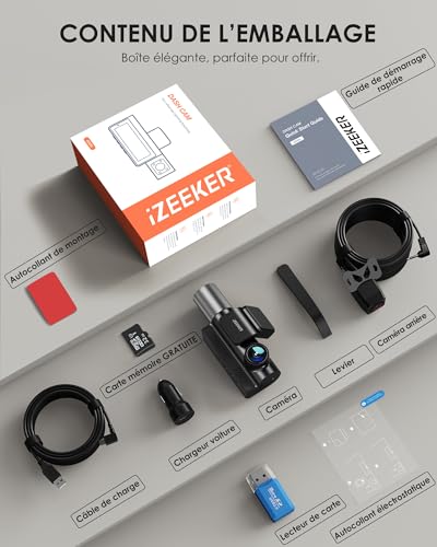 iZEEKER Dashcam Voiture 3 Canaux 4K avec SD 32 G, WiFi 6 Caméra Embarquée – vue 8
