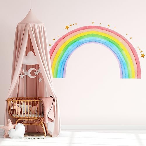 Large Rainbow Wall Decal, Boho Rainbow Wall Sticker Star Wall Stickers Peel and Stick Wall Decals Living Room Wall Decor for Baby Nursery Girls Bedroom 5 41SPGQu+C3L. AC