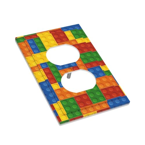 Lolreai Outlet Covers Colorful Building Block 1 Gang Duplex Light Switch Cover Plate Decorative Wall Plates Electrical Switchplate Receptacle for Kids Room Home Decor（2 Pack） by Lolreai - Image 3