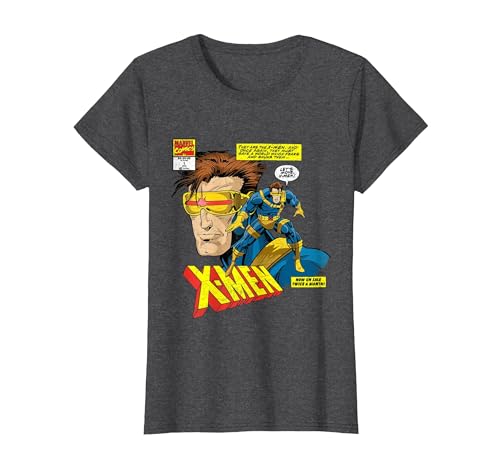 Image of Marvel X-Men Cyclops Mutant Distressed Comic Art T-Shirt T-Shirt, Women, Dark Heather Grey, Medium
