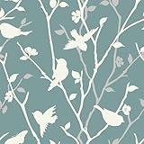 Vinjiasin 16.1'x393.7' Floral Wallpaper Peel and Stick Flower/Birds/Trees Forest Contact Paper Self Adhesive Removable Wall Paper for Bathroom Bedroom