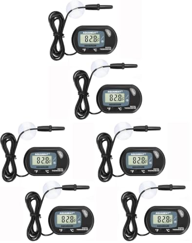 Image of AQUANEAT 6 Pack Aquarium Thermometer, Fish Tank Thermometer, Digital Temperature Test, with Large LCD Display