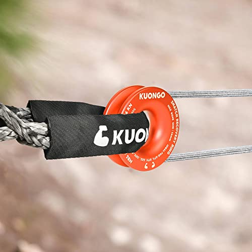 Kuongo Snatch Recovery Ring, Winch Snatch Block 45000 Lbs Pulley For Atv Utv Suv Truck Off-Road Vehicle Towing Rope Soft Shackle Recovery (Orange) #TOP3