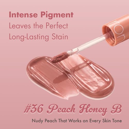 Image of rom&nd JUICY LASTING TINT #36 Peach Honey B | Natural Nude Glossy Lip Stain | Non-Sticky K-Beauty Lip Tint for Daily Wear