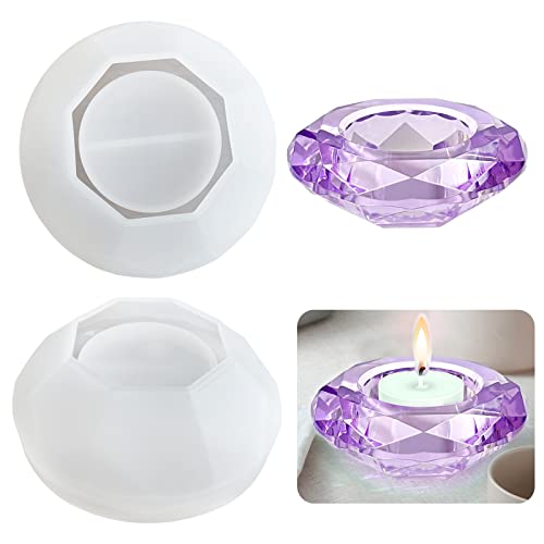 Diamond Candles Holders Resin Mold – Bling Diamond Candleholders Silicone Molds For Epoxy Resin Candlestick Casting Mold For Jewelry Candy Box Diy Resin Artwork Trinket Case Home Wedding Table Decor #TOP8