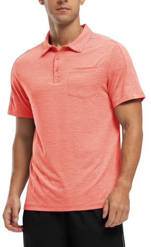 Image of Rdruko Men's Polo Shirts Short Sleeve Quick Dry Outdoor Golf Sports Shirts with Pocket