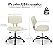 NEWBULIG Armless Small Office Desk Chair with Low Back Lumbar Support, PU Leather Computer Vanity Chair with 360° Swivel Rolling Wheels, Height Adjustable Task Chair for Small Space, Beige