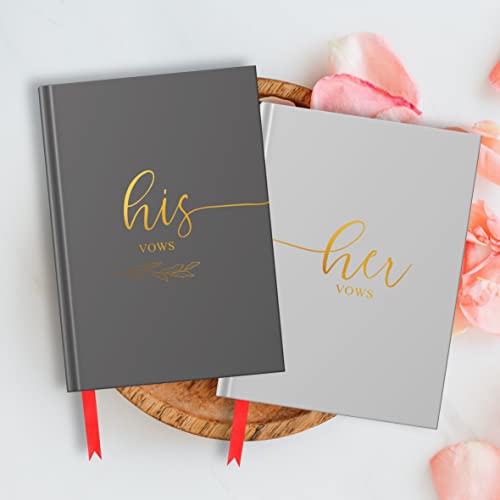 Vow Books His And Hers, Gorgeous Wedding Day Officiant Book And Keepsake, Bridal Shower Gift, Vow Renewal - 6.1'' X 4.8'', Light Gray(Hers) And Dark Gray(His), Light Gray And Dark Gray #TOP1