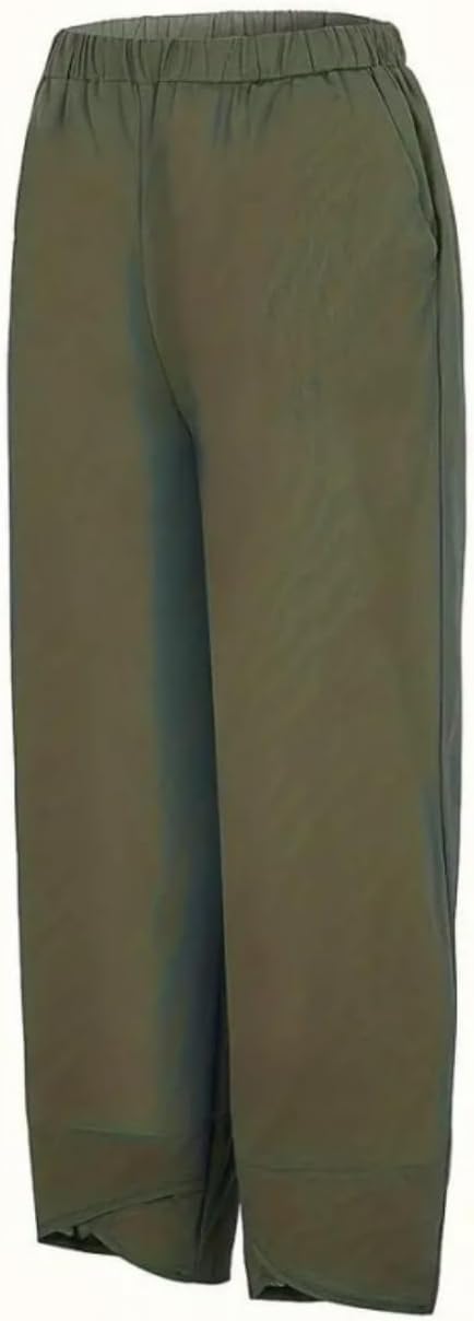 Capris Pants for Womens Cotton Linen Wide Leg Plus Size Cropped Pants Print Comfy Elastic Waist Sweatpants - Image 4