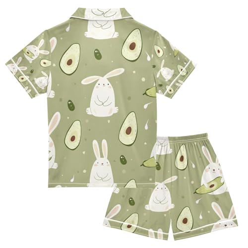 senya Rabbit and Avocado A Satin Summer Pajama Sets Silk Short Sleeve Button Down Sleepwear2