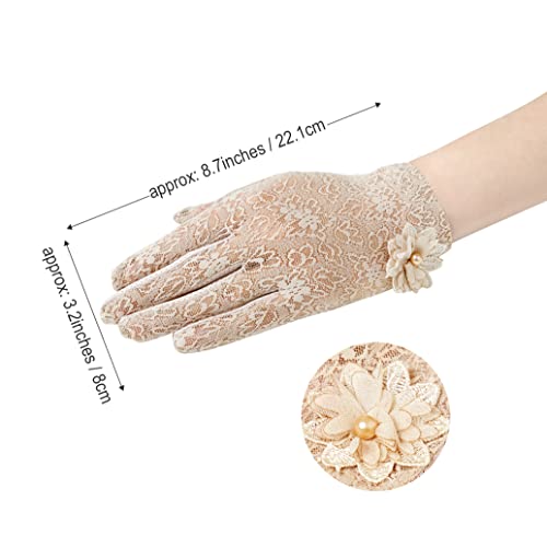 BABEYOND Floral Lace Gloves Vintage Opera Gloves for Women Classic Wedding Gloves Stretchy Gloves 1920s