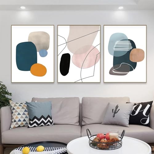 Affiches géométriques colorées abstraites XINBAO style rétro nordique toile 70x100 cm sans cadre