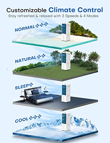 Skyice Evaporative Air Cooler, 3-In-1 Windowless Swamp Cooler W/ 4 Modes & 3 Speed, 12H Timer, 2.4 Gal Detachable Water Tank & No-Water Protection, Remote, Air Conditioner Portable For Room, 24-Inch #TOP1
