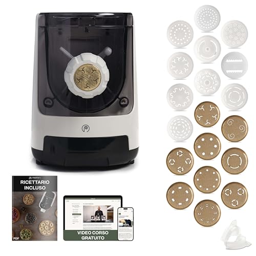 PASTAIO MASTER EDITION Machine à pâtes avec 20 Matrices dont 9 en bronze. Pasta Maker, balance intégrée, extrusion rapide, jusqu'à 800g de pâtes, jusqu'à 30 types de pâtes différentes. Classe Italie