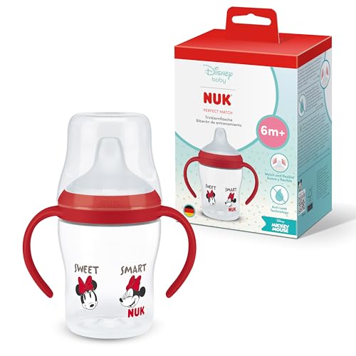 NUK Perfect Match Nuit Tasse d’apprentissage | 6+ mois | 150 ml | Tasse anti-fuite pour bébés | Poignées antidérapantes | Brille dans le noir | Disney Minnie Mouse...