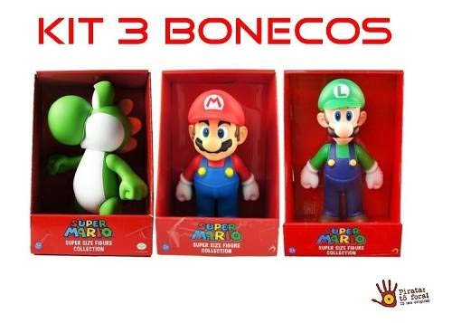 Conjunto De Bonecos Mario Bros Super Size Figure Collection - 20 Centímetros De Altura