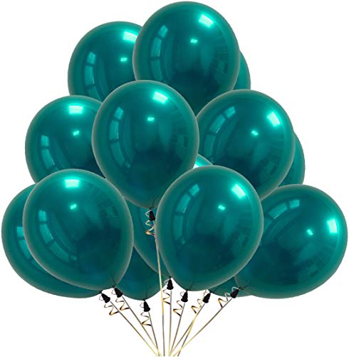 50 PCS Chrome Metallic Latex Balloons 10 Inch – 4g/pc 2-Layered Premium Helium Metal Balloon for Theme Birthday Parties Wedding Supplies Graduation Decor Baby Shower Decorations (Chrome Dark Green)