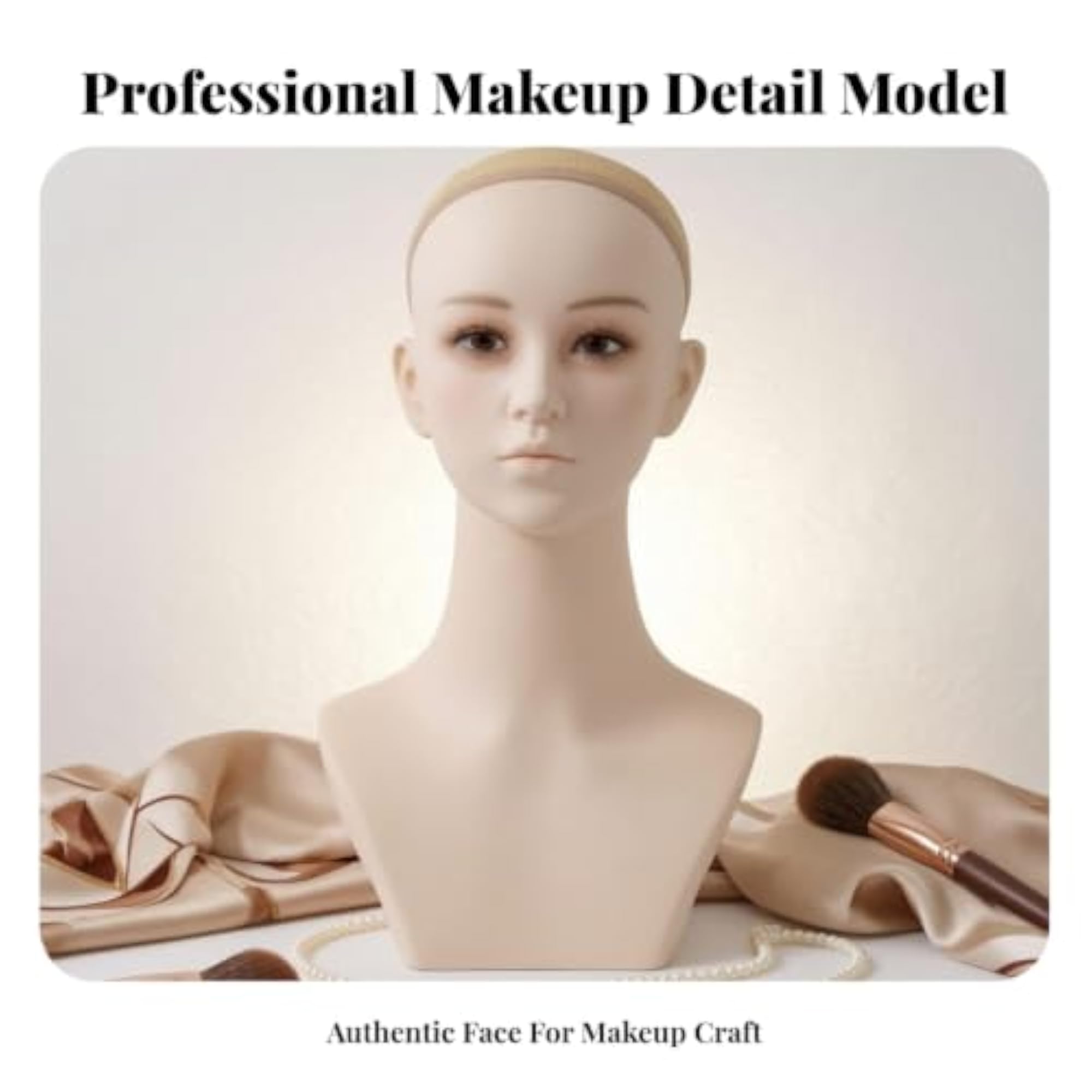 Flesh-Tone HairPC Mannequin Bust PVC Makeup Display Bust
