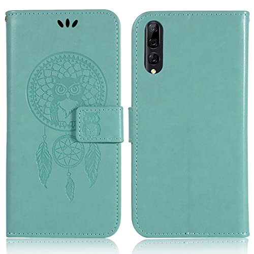 Sidande Case For Huawei Y9 Prime 2019/Honor 9X/P Smart Z Stk-Lx1 Wallet Case With Card Holder, [Wrist Strap] Owl Premium Pu Leather Flip Phone Case Cover For Huawei Y9 Prime 2019 (Green) #TOP4