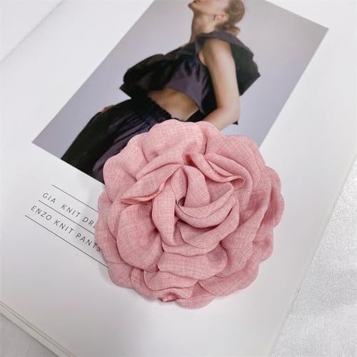 Image of Dainty Fabric Peony Flower Brooches Pin Delicate Camellia Flower Brooch Classic for Women Wedding Party Dance Banquet Elegant Lapel Pins Dress Suit Ceremony Clothes Accessories Jewelry Gifts 100mm