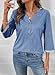 Dokotoo Womens Spring Tops 2026 3/4 Sleeve Shirts Henley Dressy Casual Blouses for Women V Neck Fashion T-Shirts Tunics Trendy Cute Flowy Women's Clothing Vacation Outfits Plus Size Sky Blue Medium