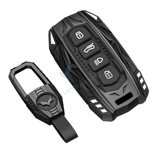 Image of Screwless Series Car Key Cover Compatible with TATA Sierra Adventure, Accomplished, Curve EV, Harrier EV Adventure & Fearless | 4 Button Smart KeyCase | Silicone KeyShell with Keychain