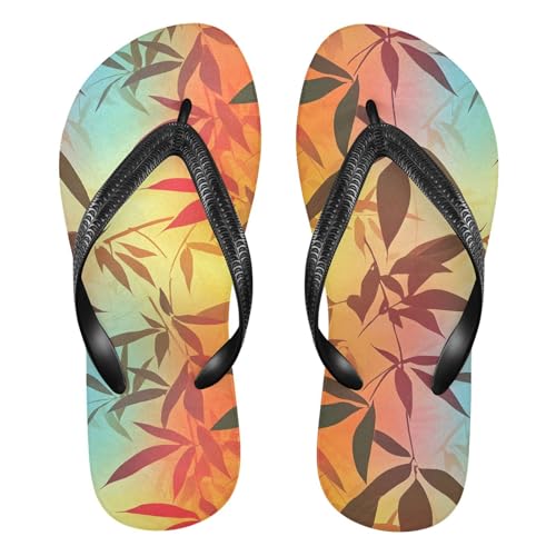 Neon Leaf Flip Flop Sandal for Women Men, Casual Beach Slippers Indoor Outdoor XS