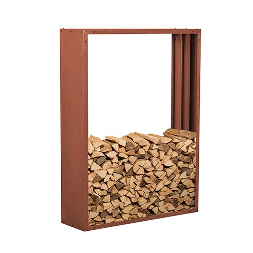 Preisvergleich Produktbild prima terra Kaminholzregal Kaminholzunterstand Brennholzregal Kaminholz Aufbewahrung Bausatz Edelrost Maße 158x118cm Tiefe 35cm