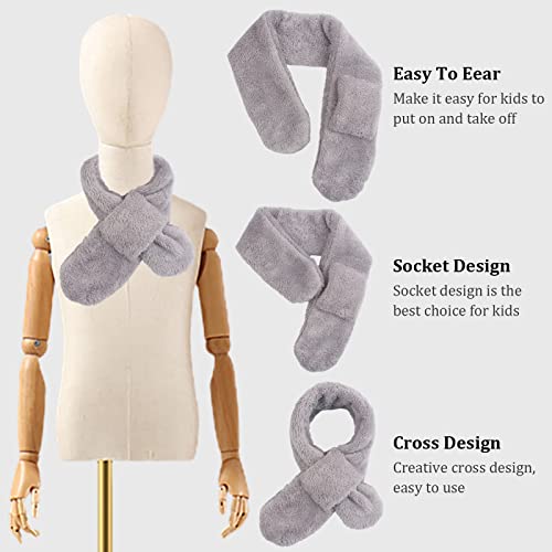 Fleece Boys Girls Scarf Warm Winter Autumn Kids Collar Scarf Neck Warmer Children Scarf 1-6Y (Gray Cross) #TOP3