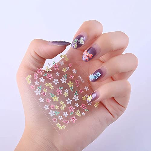 30 Sheets Flower Nail Art Stickers 3D Self Adhesive Nail Decals Colorful Daisy Floral Bow Tie Heart Designs Nail Sticker For Women Girls Acrylic Nails Diy Manicure Decorations #TOP5