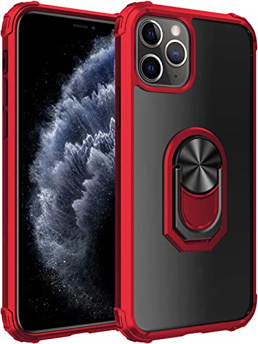 Coque de protection militaire rouge pour iPhone 13 avec anneau métallique rigide