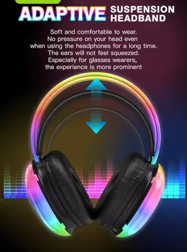 VEHOP Hydro RGB Light Wireless Bluetooth Over Ear Gaming Headphone, BT 5.3 with Low Latency Gaming, Upto 30H of Backup, Comfortable Earcups with... - Image 5