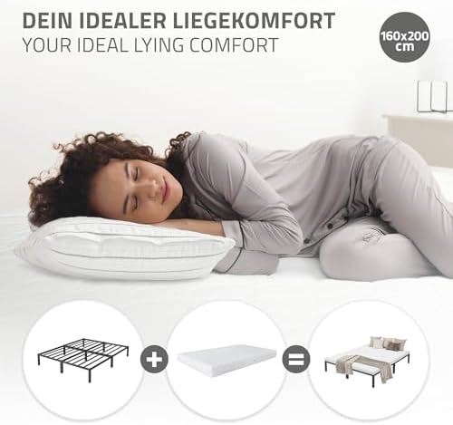 6. Bild von ML-Design Metallbett 160x200 cm auf Stahlrahmen mit Lattenrost, Anthrazit, Metall Bettgestell, robust, leichte Montage, Bett für Schlafzimmer der Jugendliche Erwachsene, Doppelbett Ehebett Gästebett 160 x 200 cm