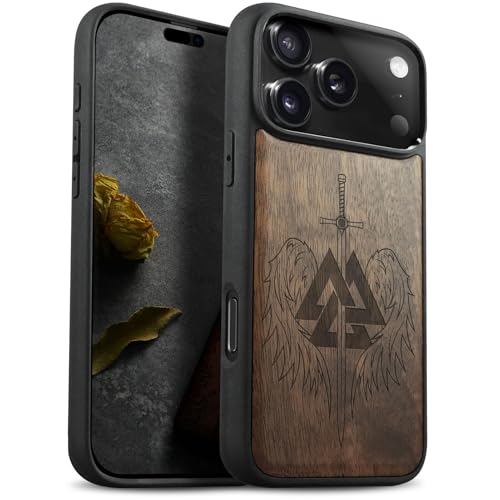 Étui Magnétique iPhone 17 Pro Max Antichoc Housse Bois Noyer
