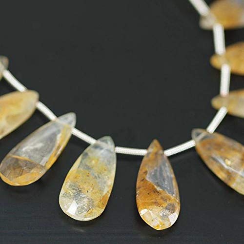BEADS GEMSTONE Himalayan Phantom Quartz Faceted Pear Drop Gemstone Craft Loose Beads Strand 4 Inch Long 21mm 24mm Code-HIGH-1562