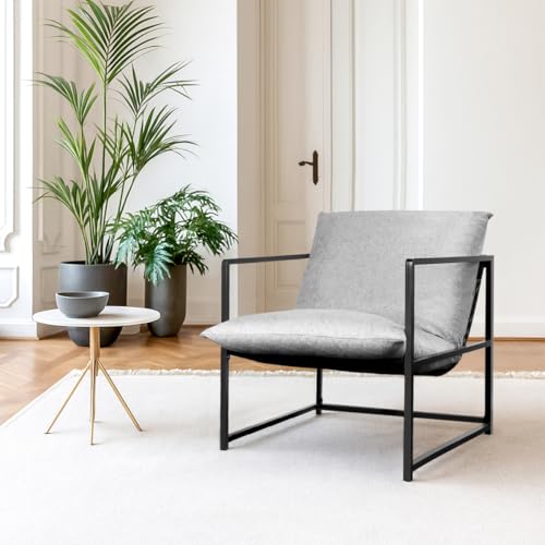 Consejos para Comprar Sillas de Estudio los más recomendados. 44 JZZB Sillon Individual, Sillones para Sala, Las Sillas Son Fáciles de Montar,Adecuadas para Salones,Dormitorios y Salas de Estudio (Gris)