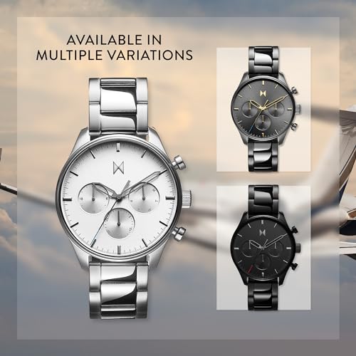 Image of MVMT Men's Airhawk - Pilot Watch - Military Analog Wristwatch - Aviator - Minimalist Water-Resistant 5 ATM /50 Meters Timepiece - Interchangeable Watch Bands - 42mm
