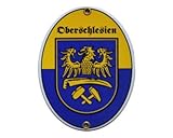  Oberschlesien Emaille Schild Oberschlesien 11,5 x 15 cm Emailschild Oval.