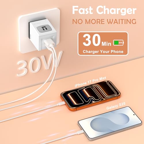 USB C Charger Block 30W Robot Type C Charger USB Wall Plug Adapter Fast Charging Block 2-Port with USBA and USBC Port, Dual Port Cube Power Wall Outlet for iPhone 17/16/15 Series iPad Galaxy — view 5
