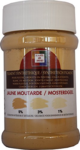 Pro G Déco Jaune Moutarde Pigment Universel pour la Coloration des plâtres, enduits, ciments, Chaux éteinte, Blanc de meudon, Joints ciments, Joints colles, peintures, résines Cover