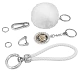 Yuzheng Llavero Con Pompones Alfombra Colorida Vintage Con Elefante Accesorios De Llavero Con Diamantes De Imitación Brillantes Para Mujeres, Niñas, Damas, Blanco