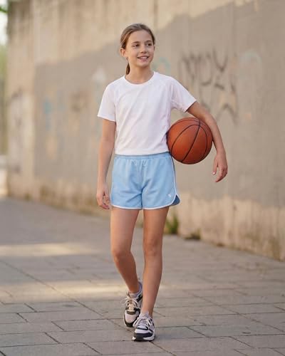 Stelle Girls Athletic Shorts with Pockets Quick Dry Running Shorts Gymnastics Basketball Short for Teen Kids Sky Blue XL — view 6