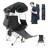Folding Camping Chairs Canopy Outdoor: Sports Portable Beach Chair with Canopy-Lawn Beach Chairs with Umbrella for Adults-Camping Chair with Shade for Fishing Camp Heavy Duty (Casual, Grey)
