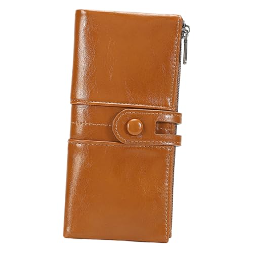 VALICLUD Antique Vintage Leatherette Wallet for Women Rfid Blocking Long Clutch Purse Stylish Khaki Card Holder with Zipper Closure for Secure Storage