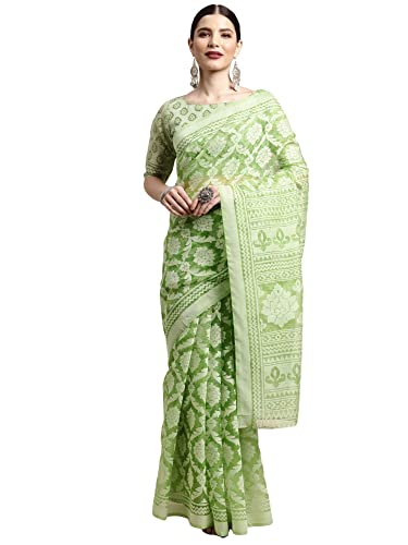Image of AKHILAM Women's Printed Brasso Printed Saree With Unstitched Blouse Piece (RR0MSKR01E Parent)