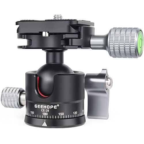 Geehope Ce-28 Low Profile Tripod Ball Head Universal 360 Panoramic Metal Ballhead For Dslr Camera Tripod Monopod Camcorder Slider With Arca Swiss Qr Plate 28Mm Ball 1/4" Screw Load 11.0Lb/5Kg #TOP5