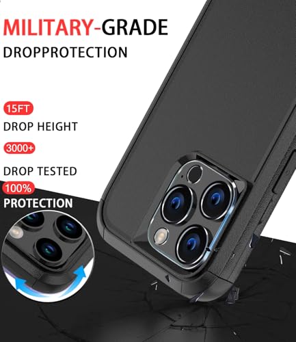 Image of Diverbox for iPhone 16 Pro Max Case [Shockproof] [Dropproof] [Tempered Glass Screen Protector + Camera Protectors] Heavy Duty Protection Phone Case Cover for Apple iPhone 16 Pro Max (Black)