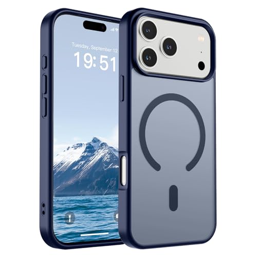 Image of SUPFINE Magnetic for iPhone 17 Pro Max Case (Compatible with MagSafe)(Military Grade Drop Protection) Translucent Matte Shockproof with Anti-Fingerprint Phone Cover 2025,Navy Blue