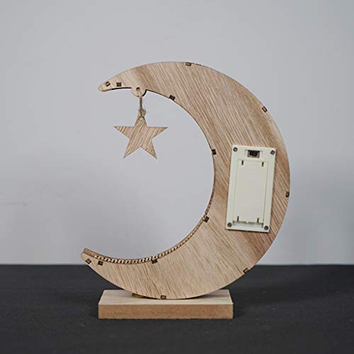 Ewrt Ramadan Eid Mubarak Moon Star Decorations Lights, Wood Eid Mubarak Decorations For Home Table #TOP6