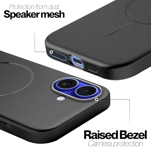Image of AIBEX Ultra-Thin Mag-Saf Back Cover Case Compatible with iPhone 16 Plus| Slim Fit Scratch-Resistant Matte | Magnetic Wireless Charging | Microfibre Lining | Camera Protection (PC Material) - Black